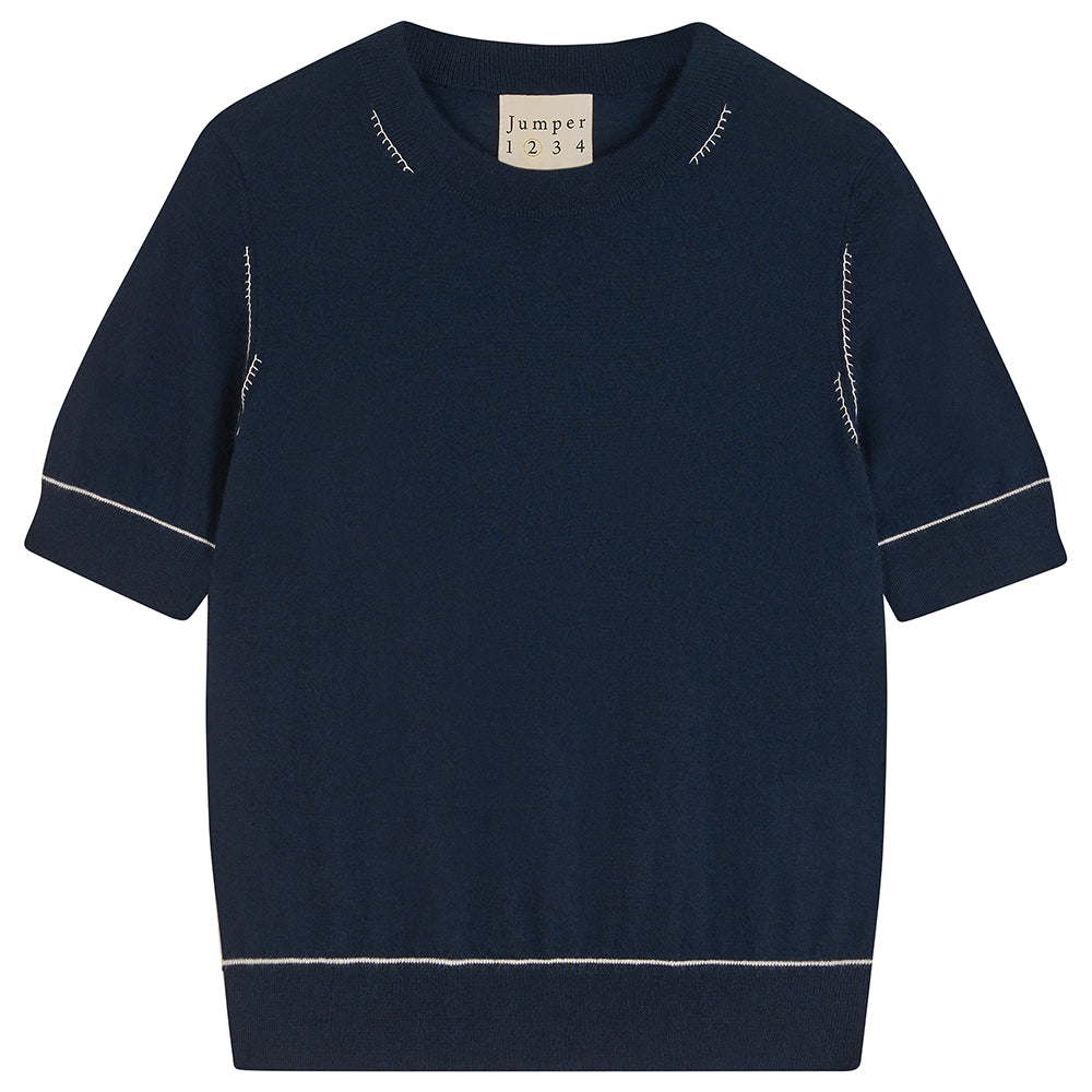Contrast Stitch T-Shirt, Navy