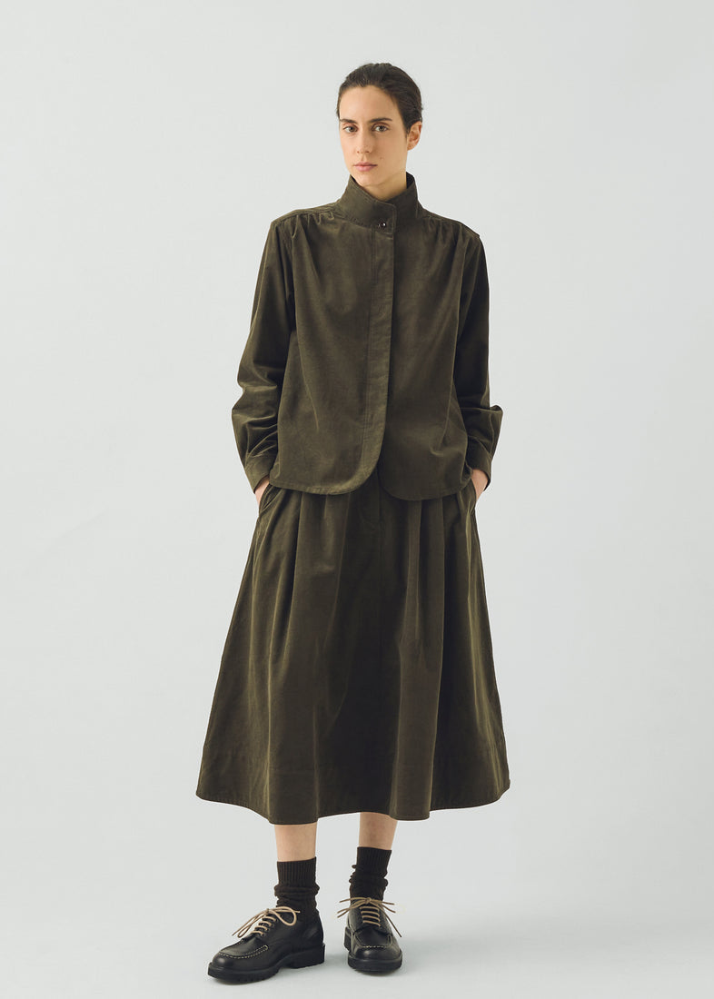 A Line Cotton Needlecord Skirt, Seaweed ~ TOAST