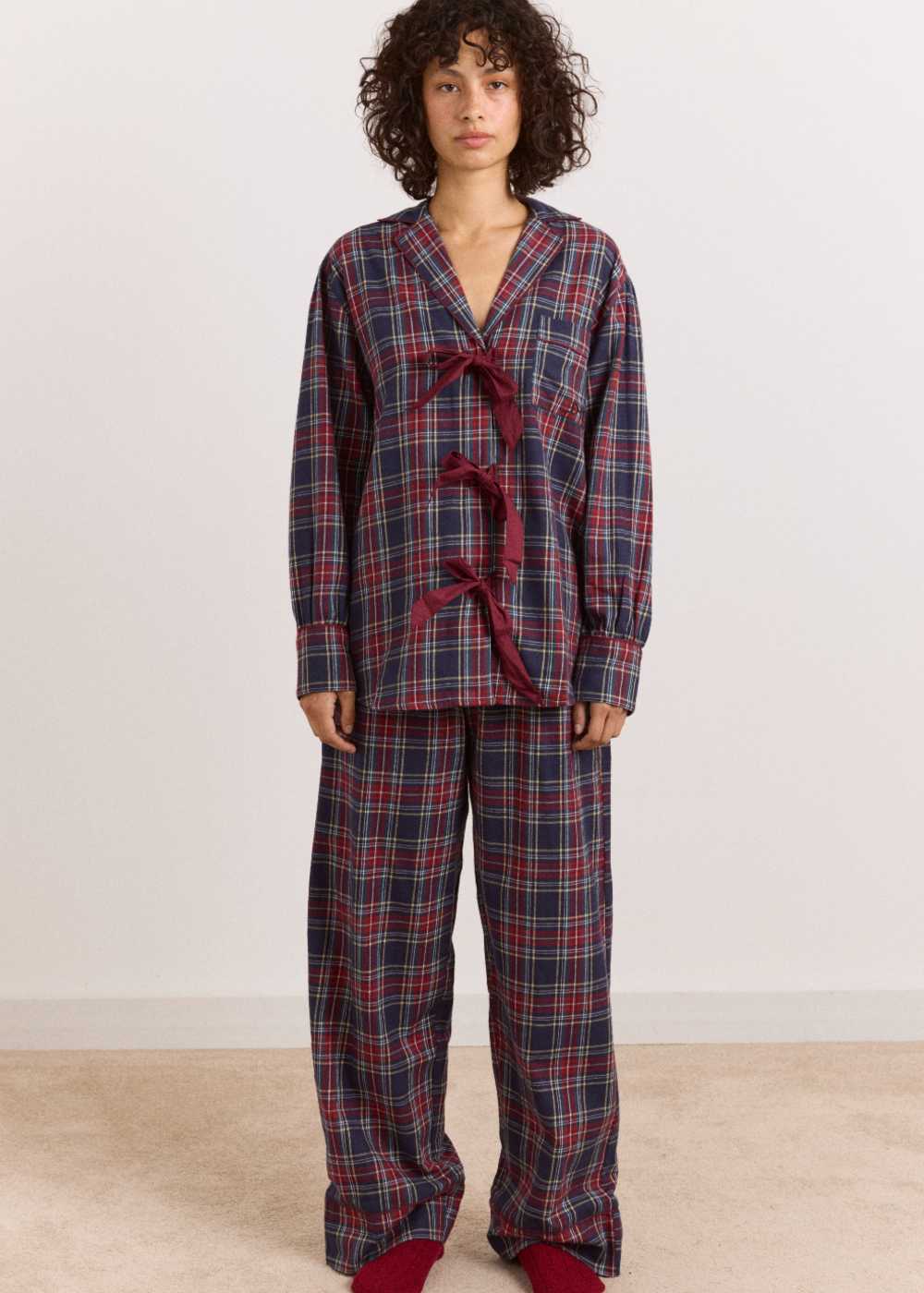 Antonella PJ Set, Tawny Flannel ~ Damson Madder