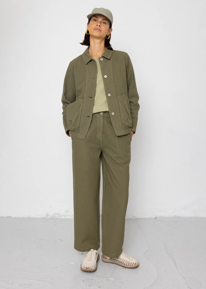 Baggy Trouser, Light Olive Chunky Ripstop - Folk