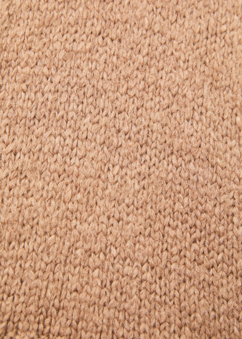 Beige boucle knit cardigan with 3/4 sleeves and V-neck ~ humility