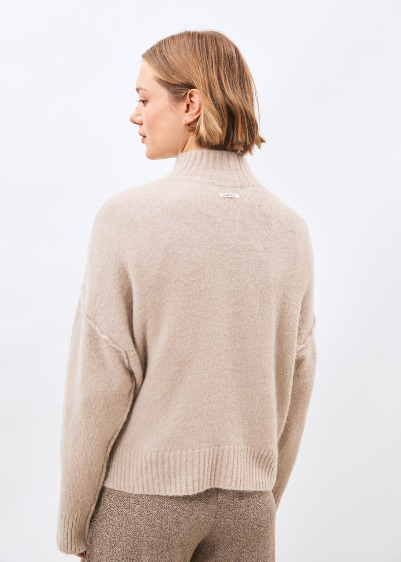 Beige high-neck sweater ~ humility