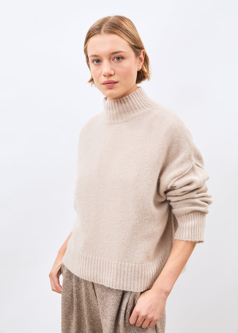 Beige high-neck sweater ~ humility