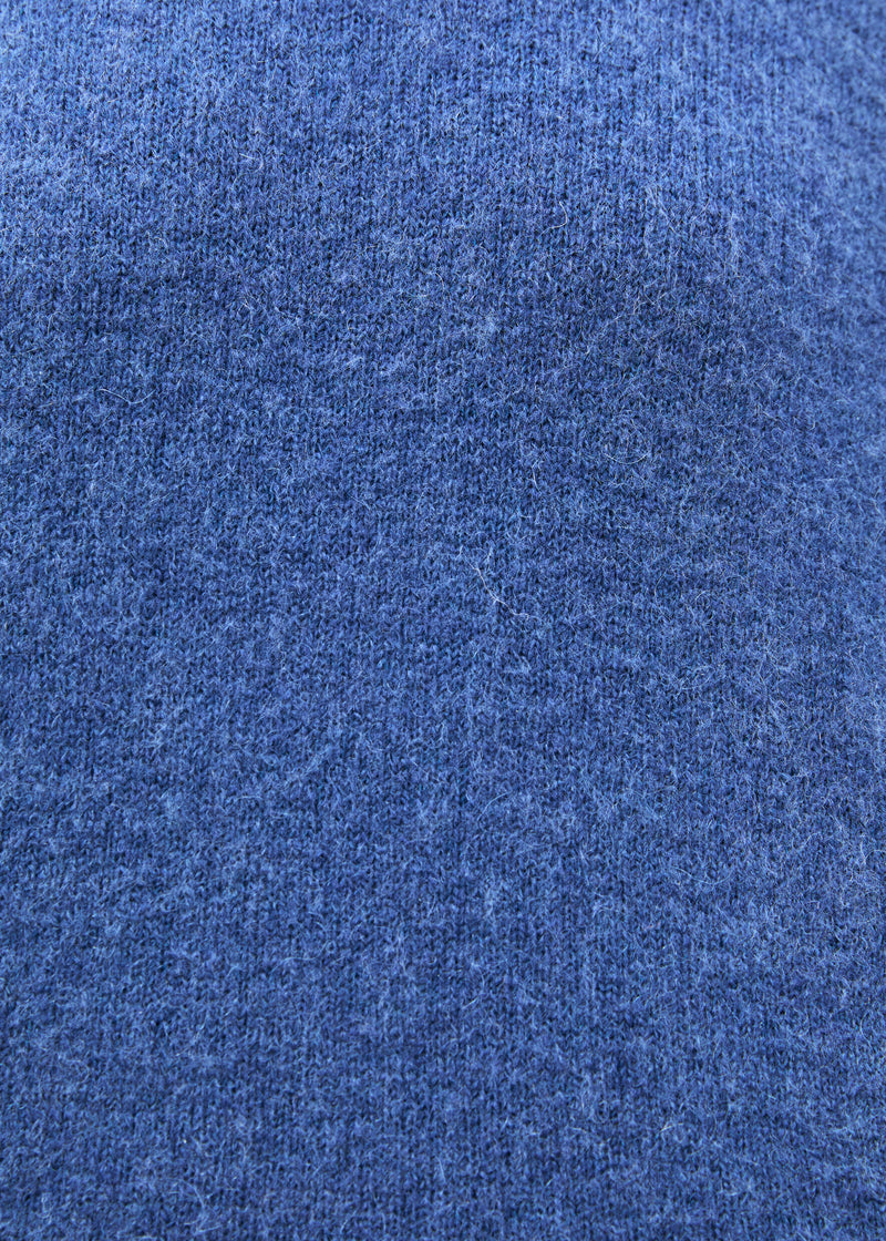 Blue high-neck sweater ~ humility