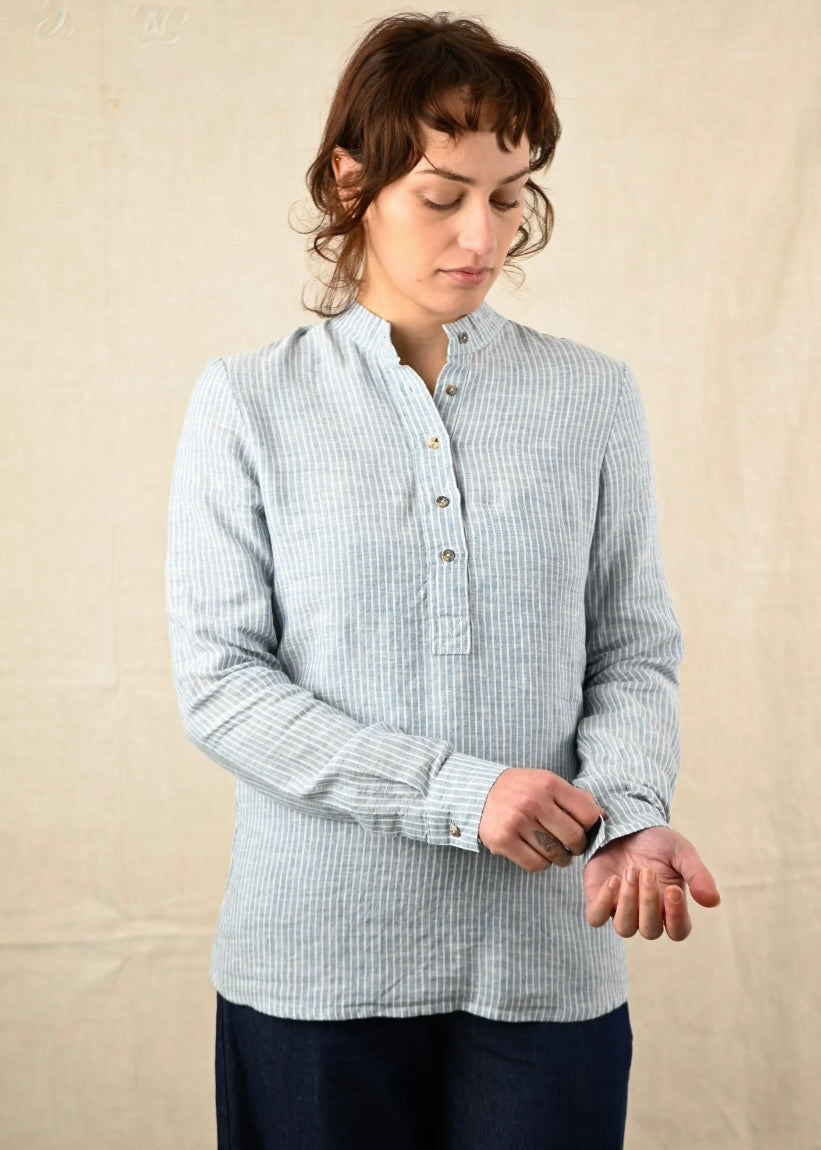 Bobby Stripe Navy Linen Shirt