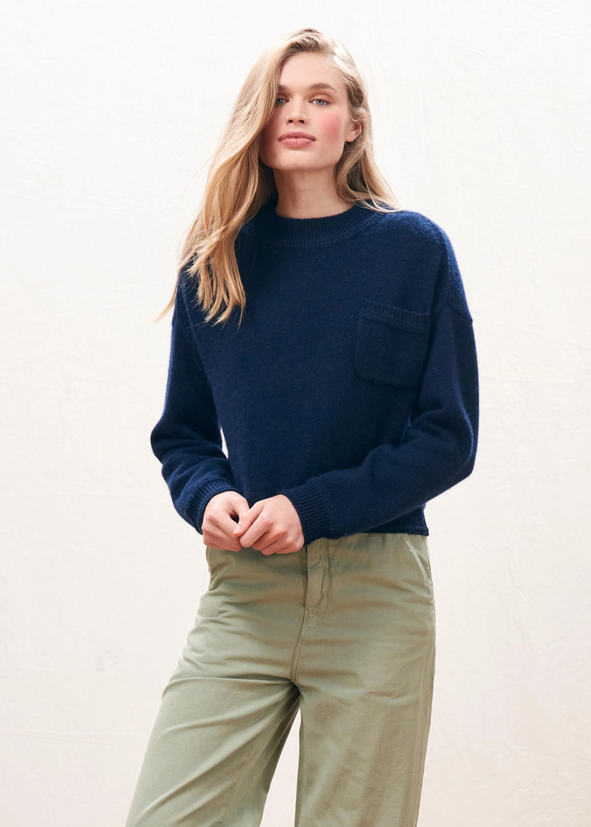 Cashmere Heavy Pocket Turtle, Navy - Jumper1234