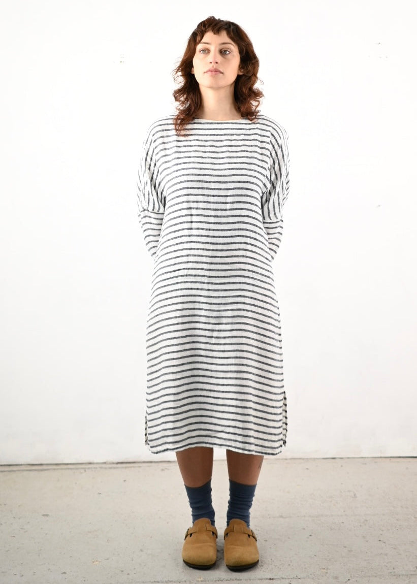 Chally Dress, Whi/Navy