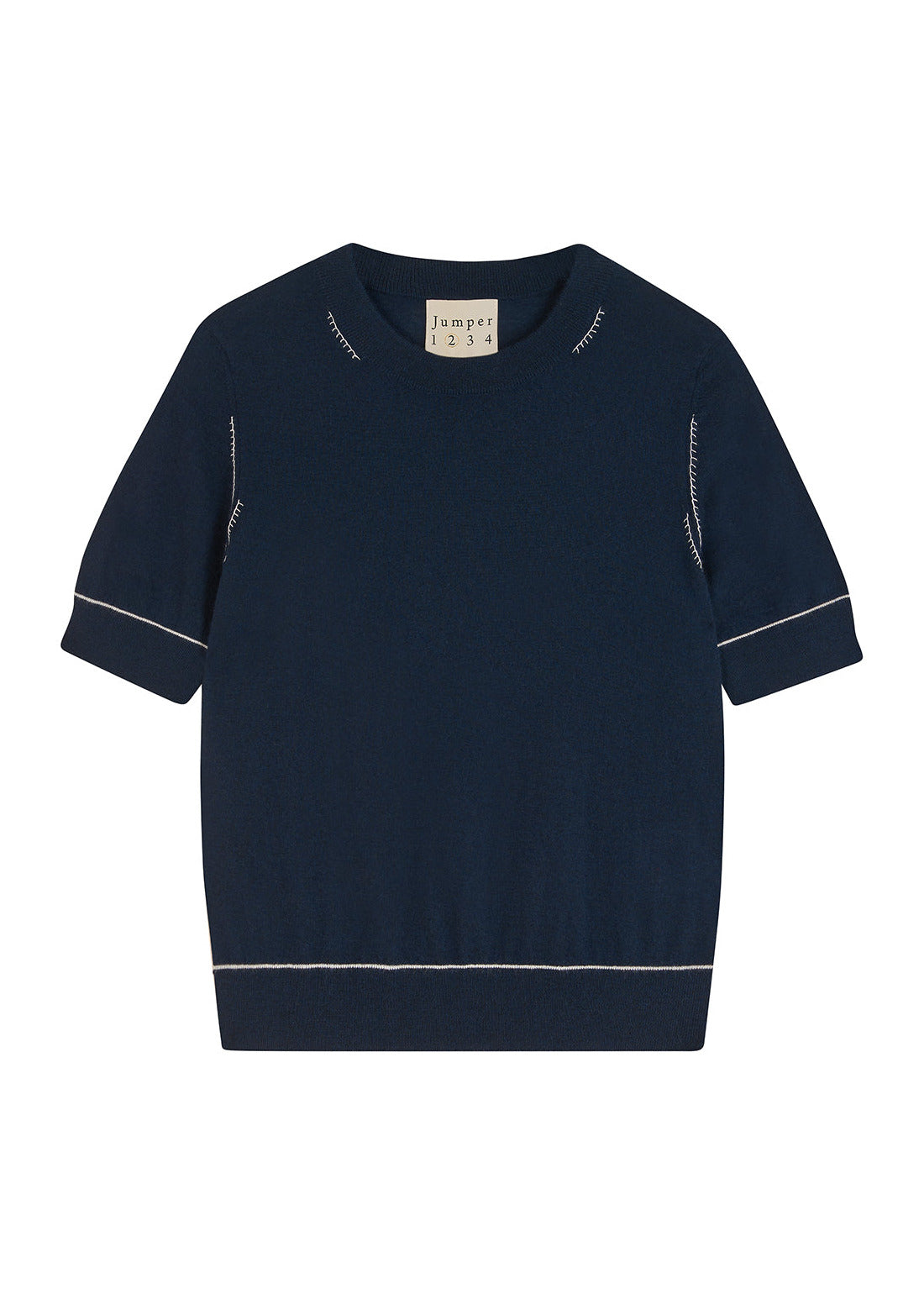 Contrast Stitch T-Shirt, Navy - Jumper1234