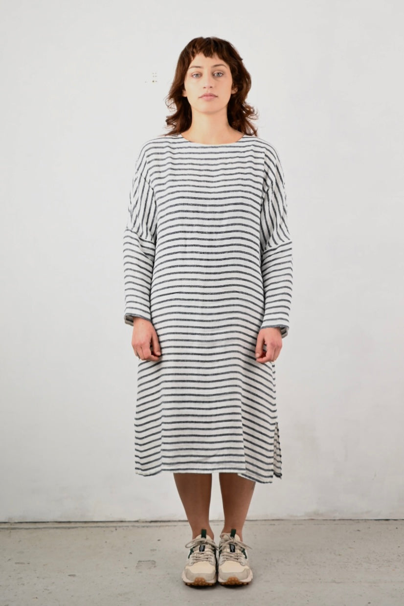 Chally Dress, Whi/Navy