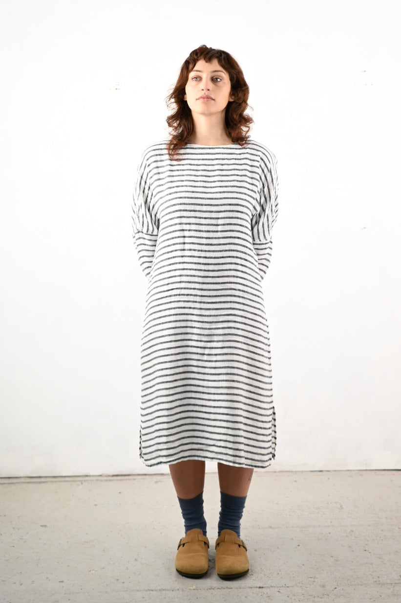 Chally Dress, Whi/Navy