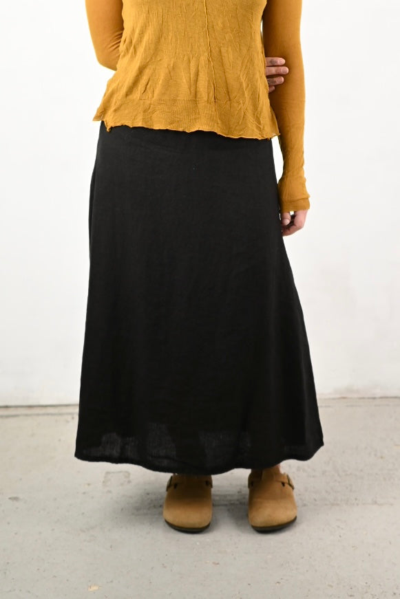 Midi A-Line Skirt - Black