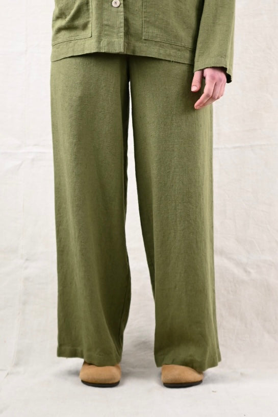 Linen Trousers, Olive
