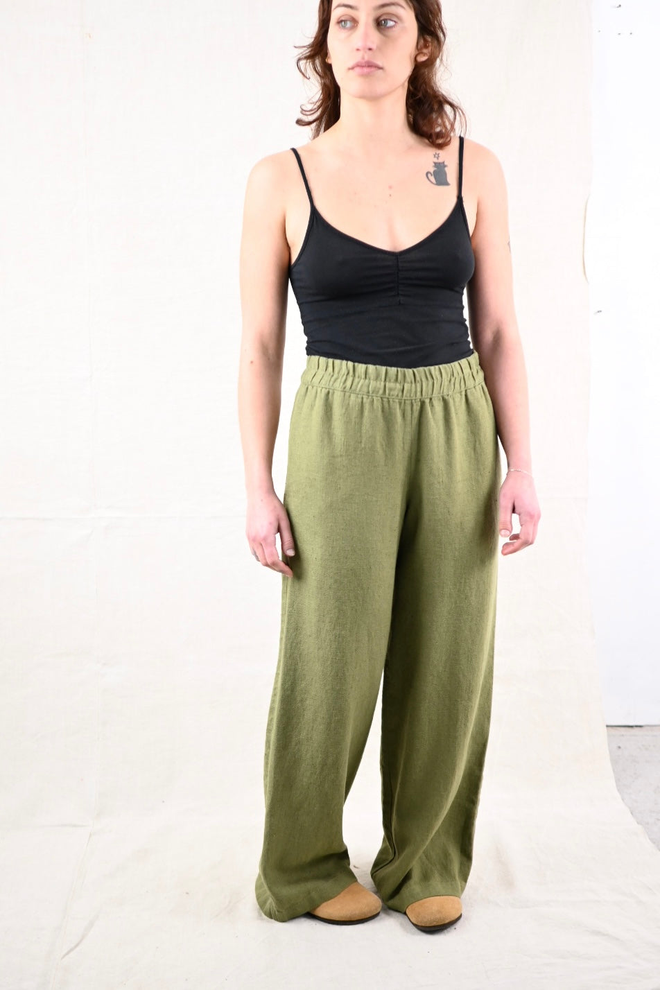 Linen Trousers, Olive
