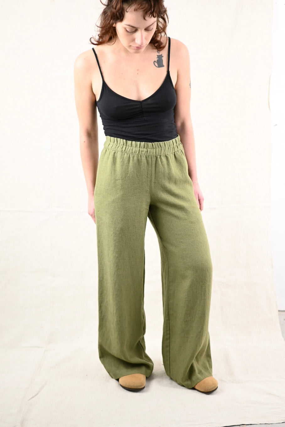 Linen Trousers, Olive