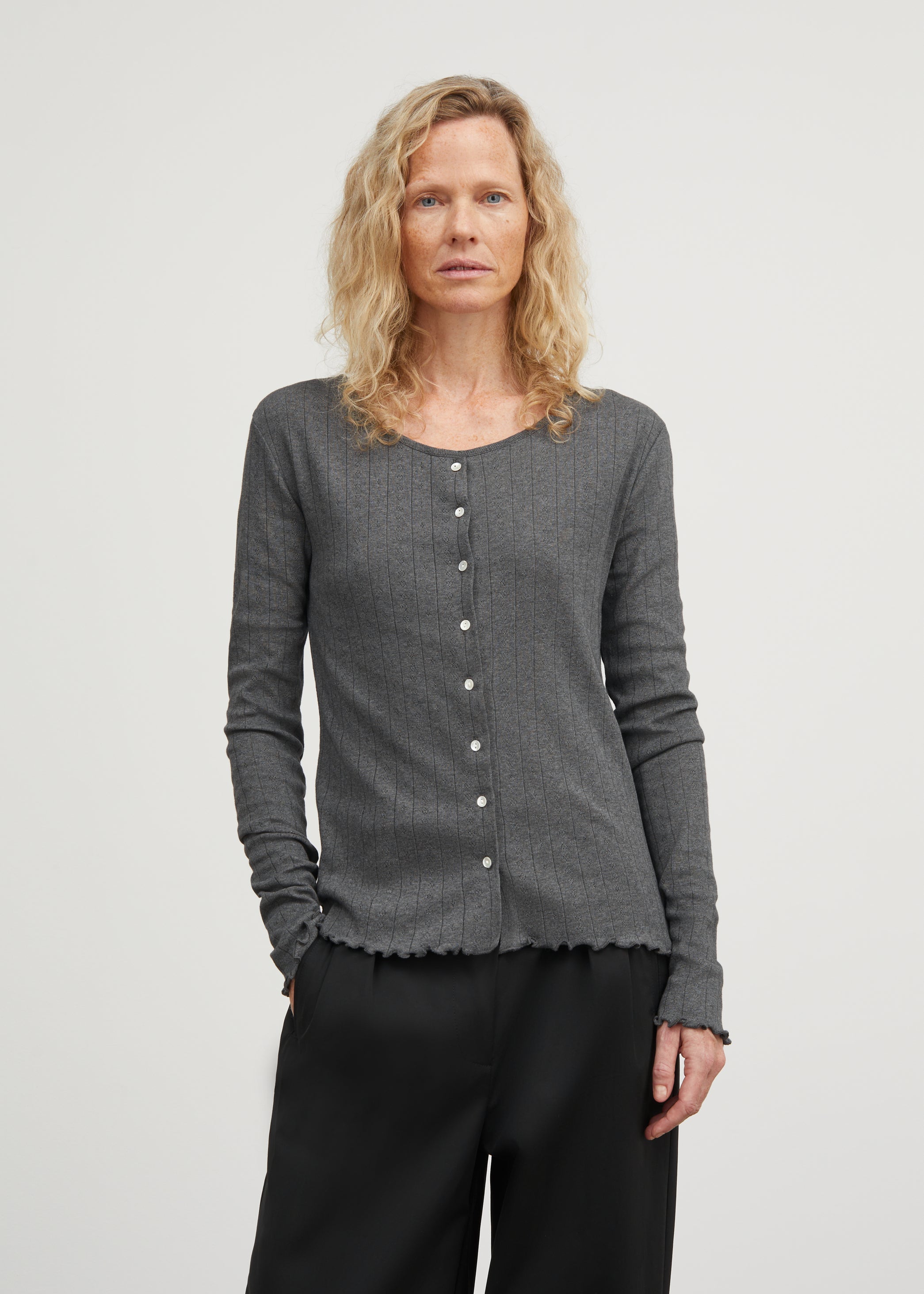 Edie Cardigan, Dark Grey Melange - Skall