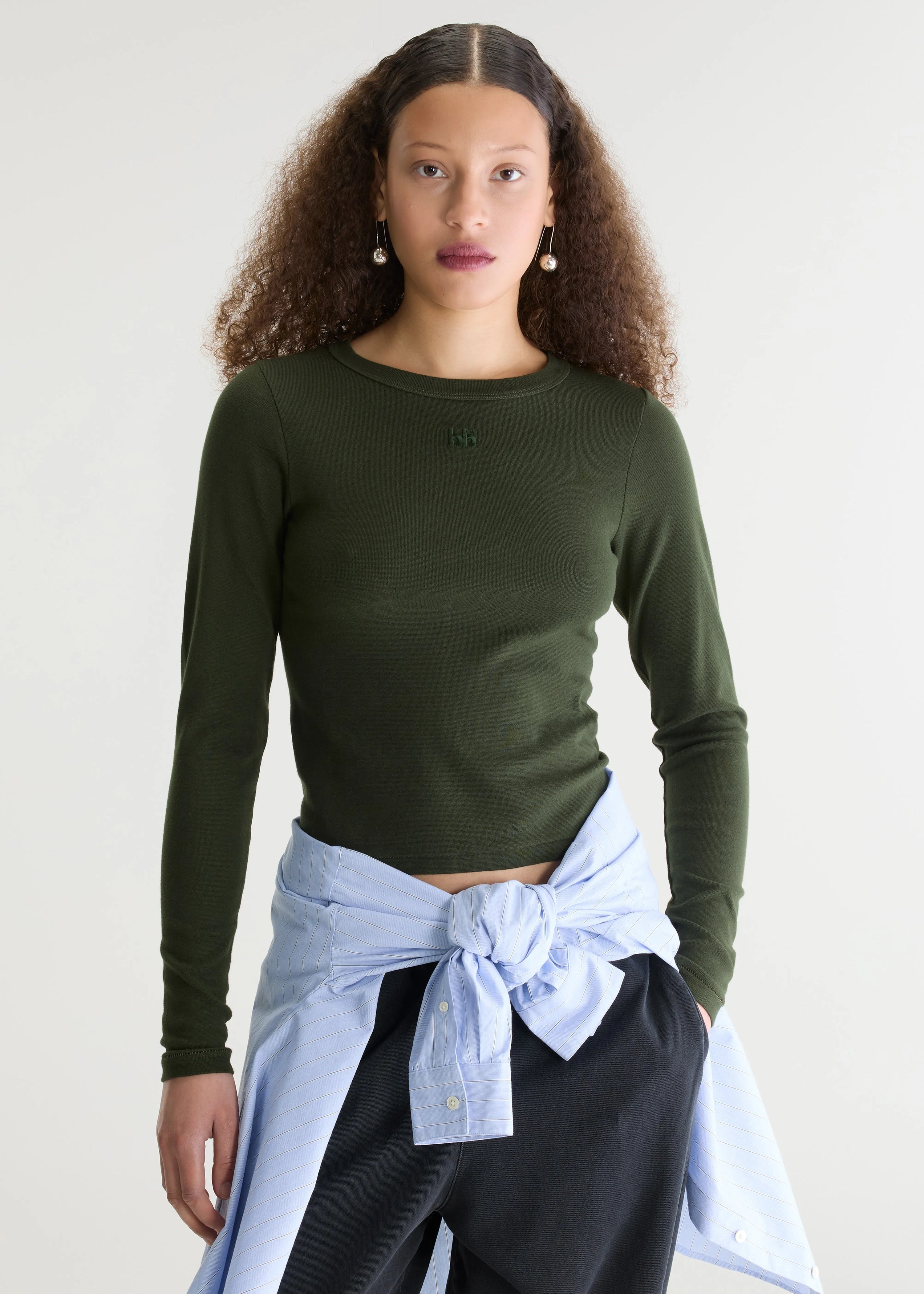 Flyer Long-Sleeve T-Shirt, Dark Olive ~ Bellerose