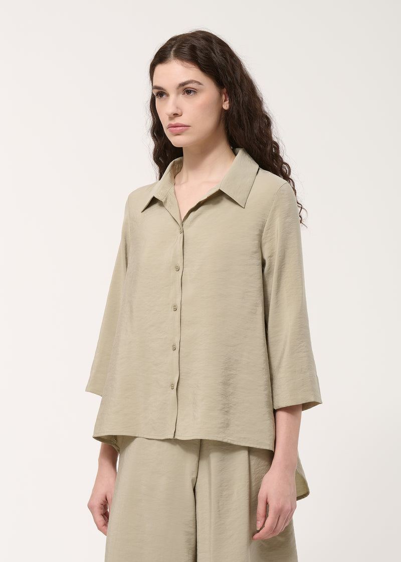 Taupe Flared Textured Shirt