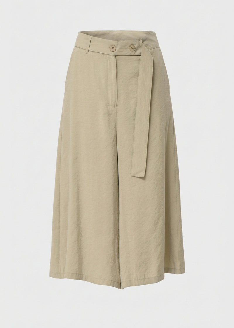 Taupe wide-leg pants in embossed modal