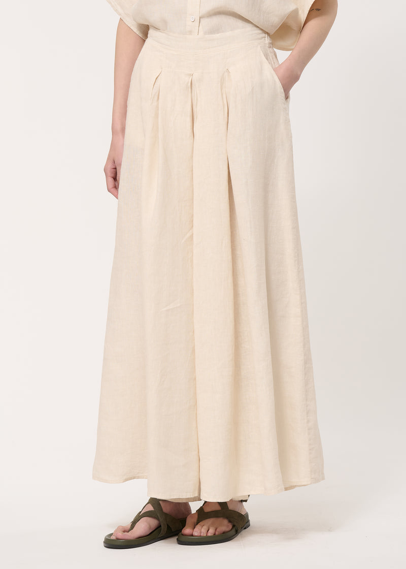 Beige linen culotte trousers
