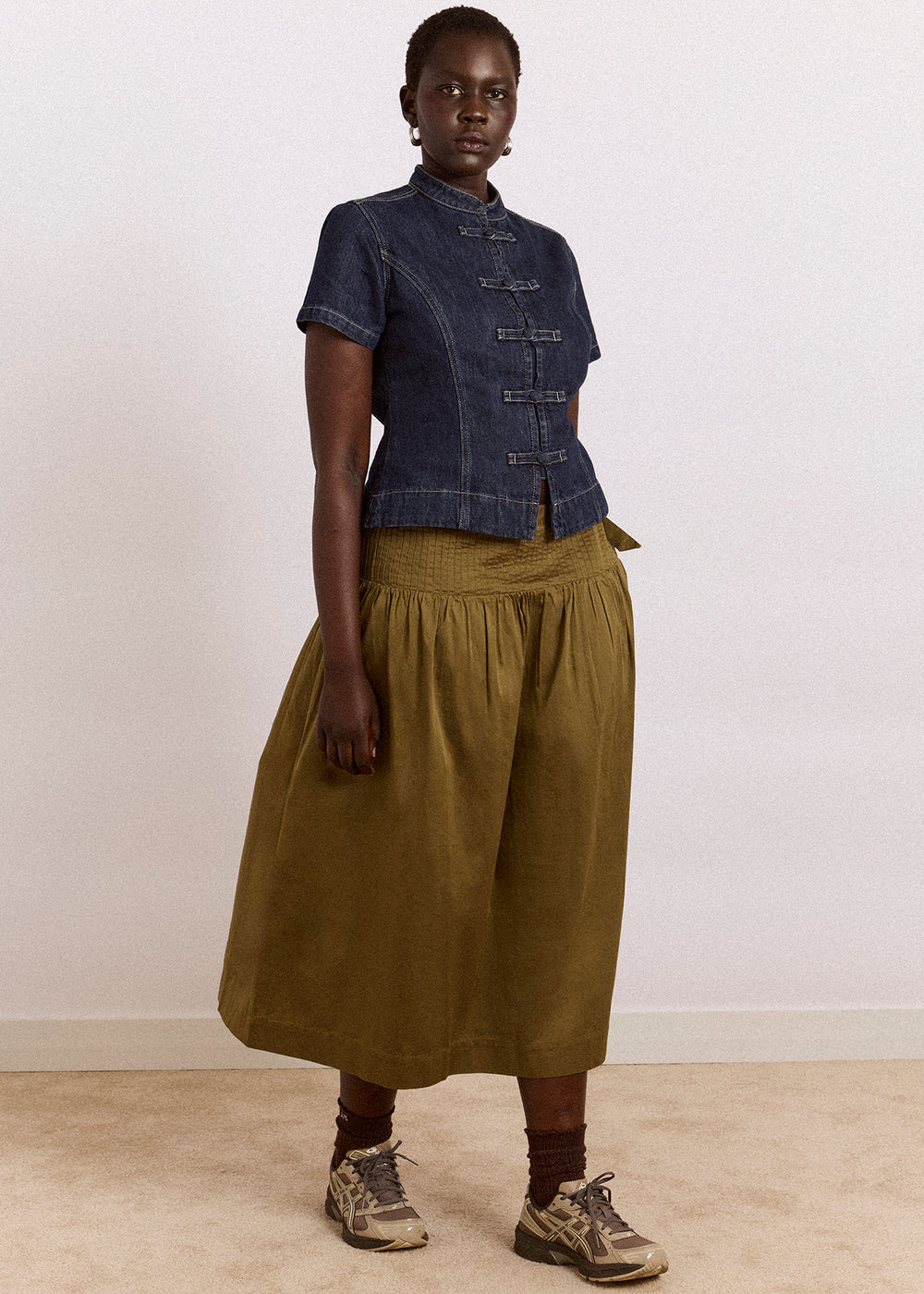 Josie Midi Skirt, Olive ~ Damson Madder