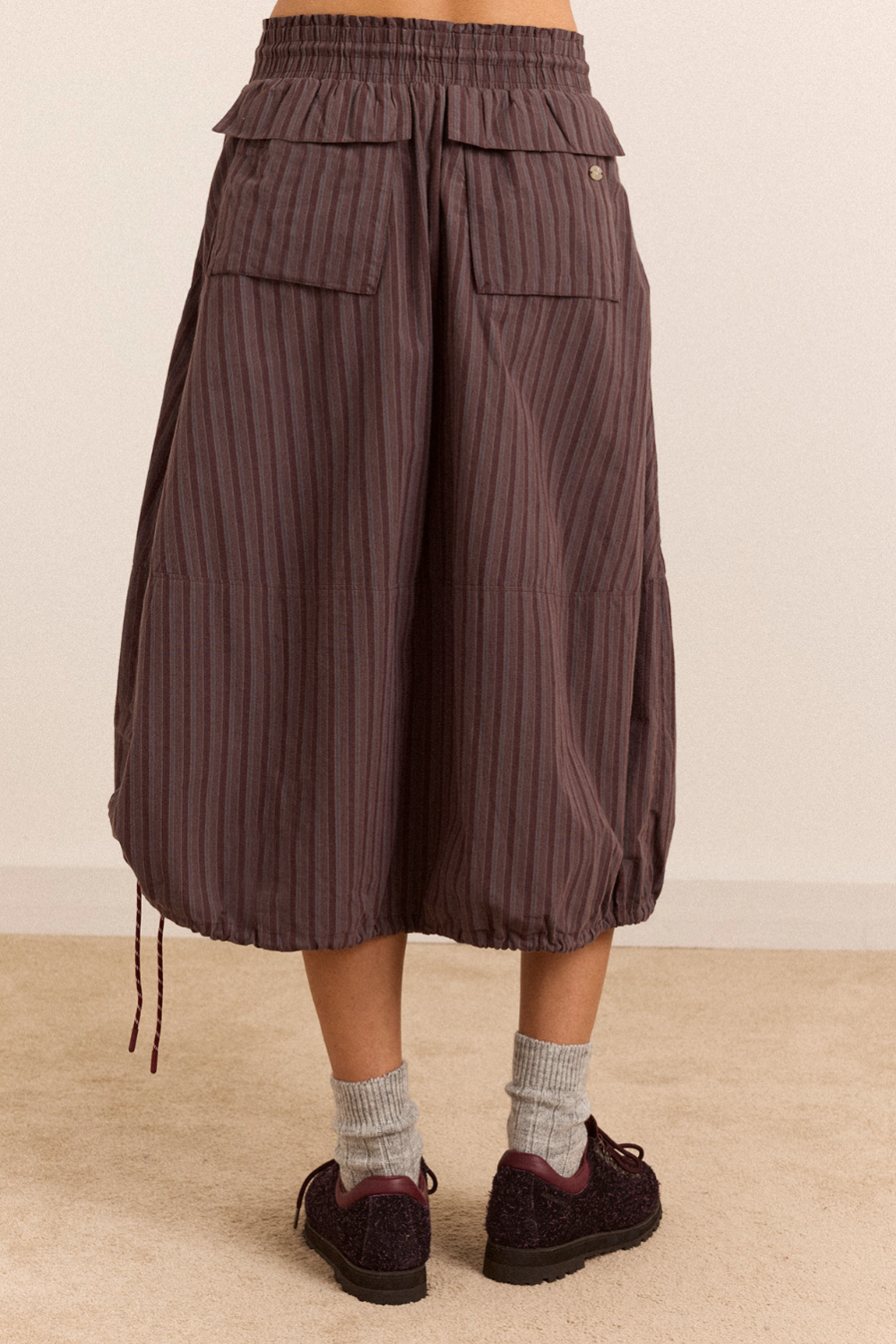 Lainey Midi Skirt, Merlot Stripe