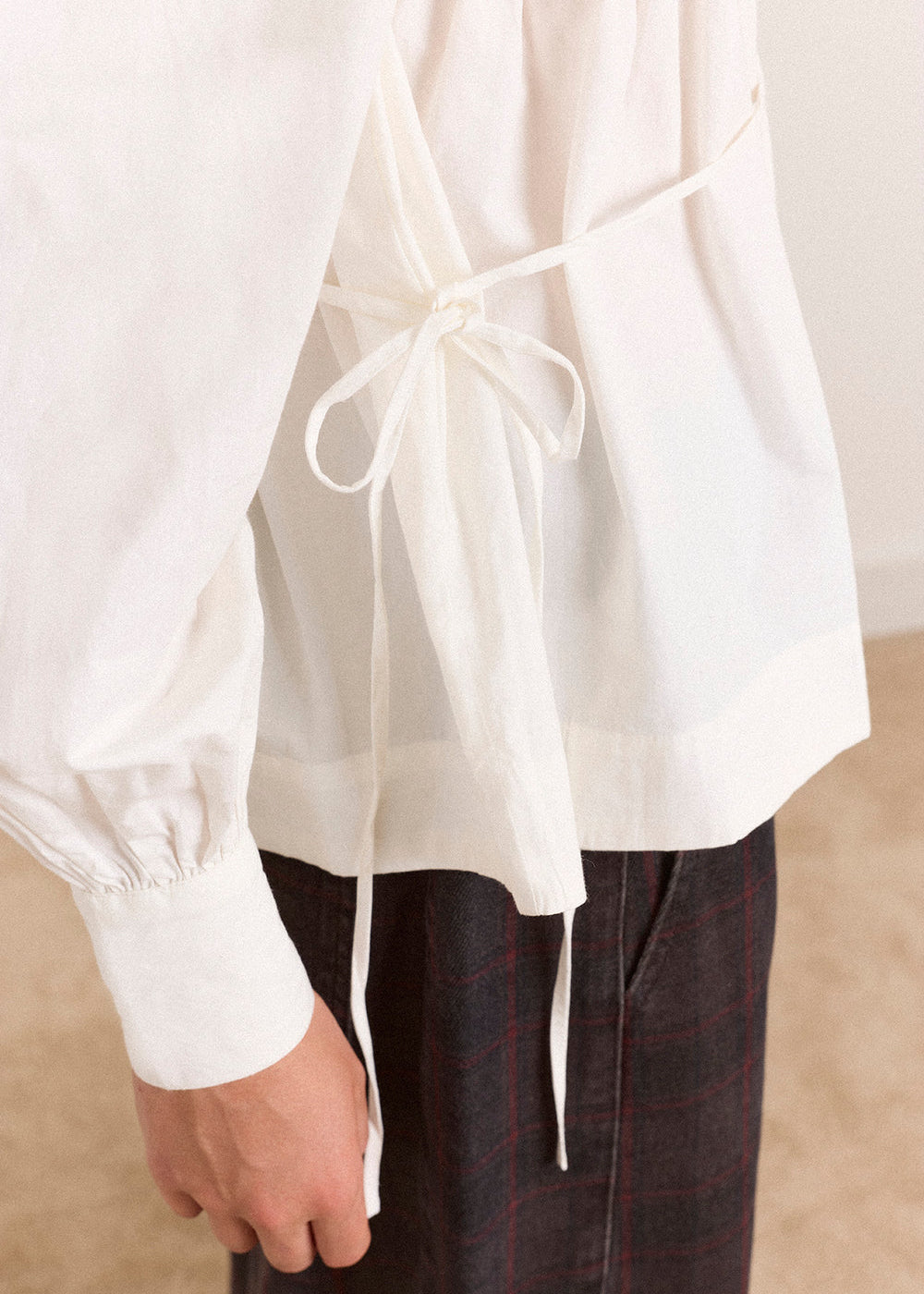 Lettie Bow Detail Blouse, White ~ Damson Madder