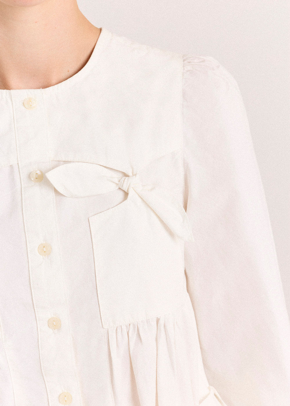 Lettie Bow Detail Blouse, White ~ Damson Madder