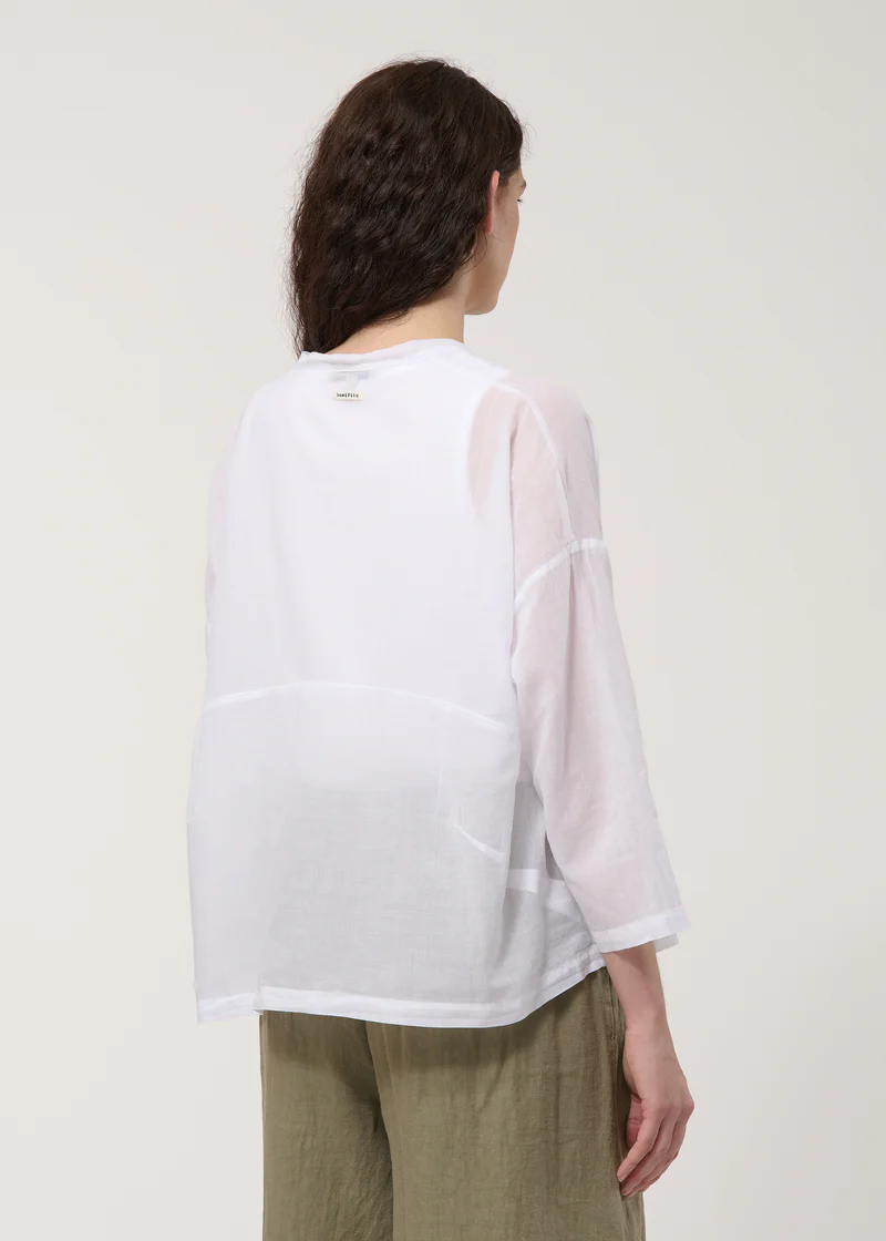 Oversized white shirt in cotton voile - humility
