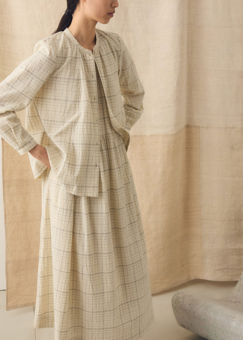 Page Check Cotton Swingy Shirt, Ecru ~ TOAST