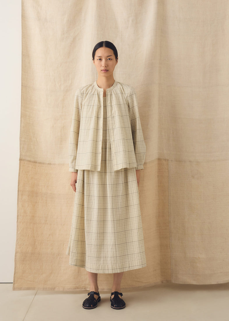 Page Check Cotton Swingy Shirt, Ecru ~ TOAST