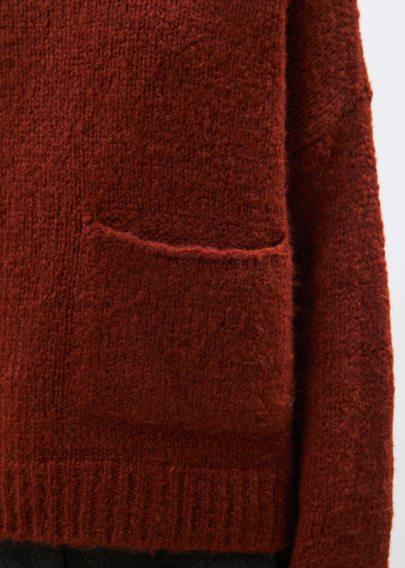 Rust-colored loop knit sweater with turtleneck ~ humility