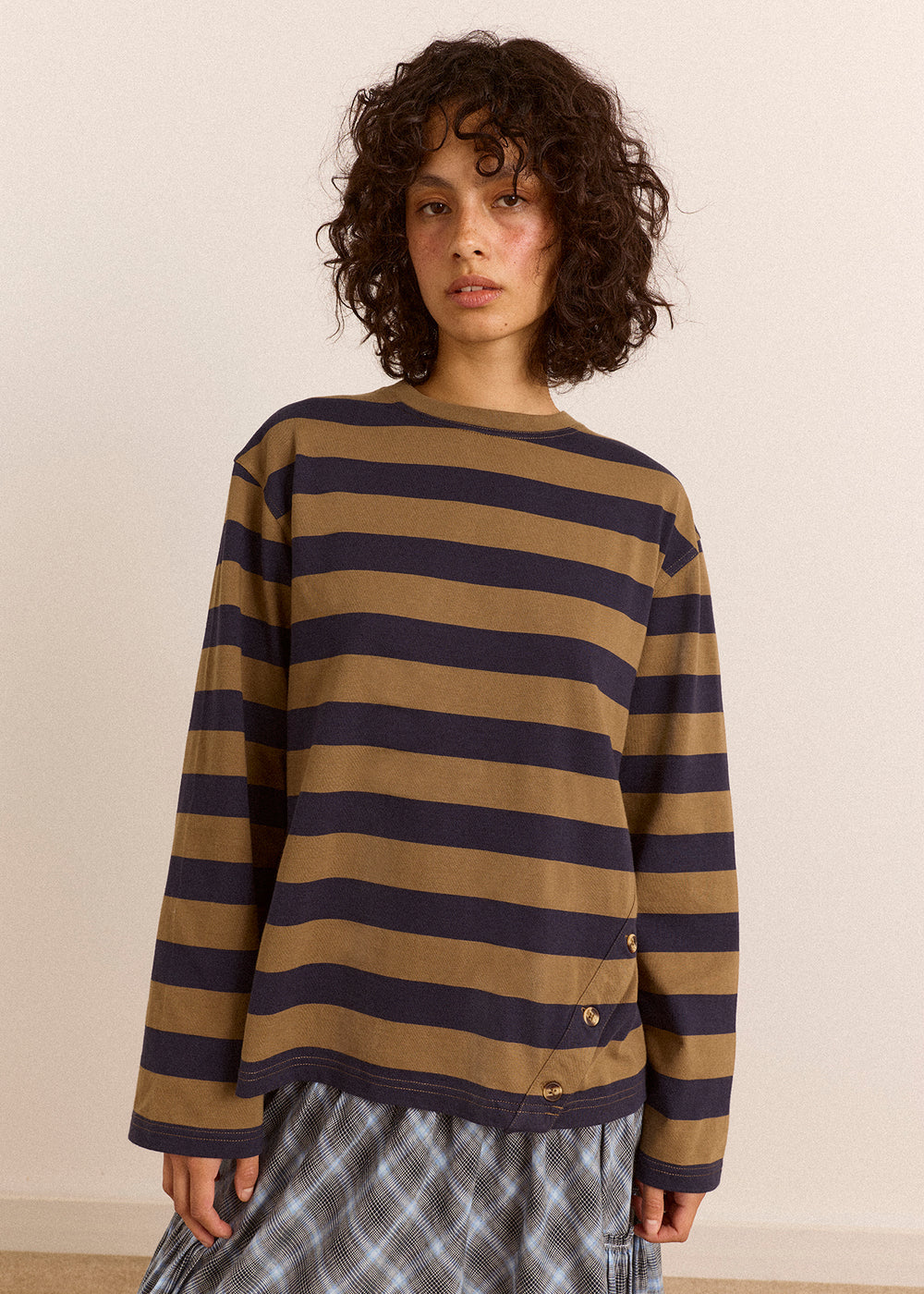 Scottie Tee, Olive Stripe ~ Damson Madder