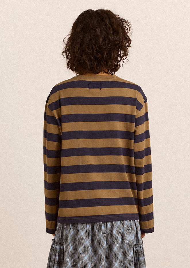 Scottie Tee, Olive Stripe ~ Damson Madder