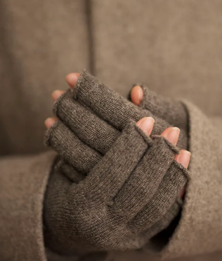 Wool 100% Arm Warmers - Brown