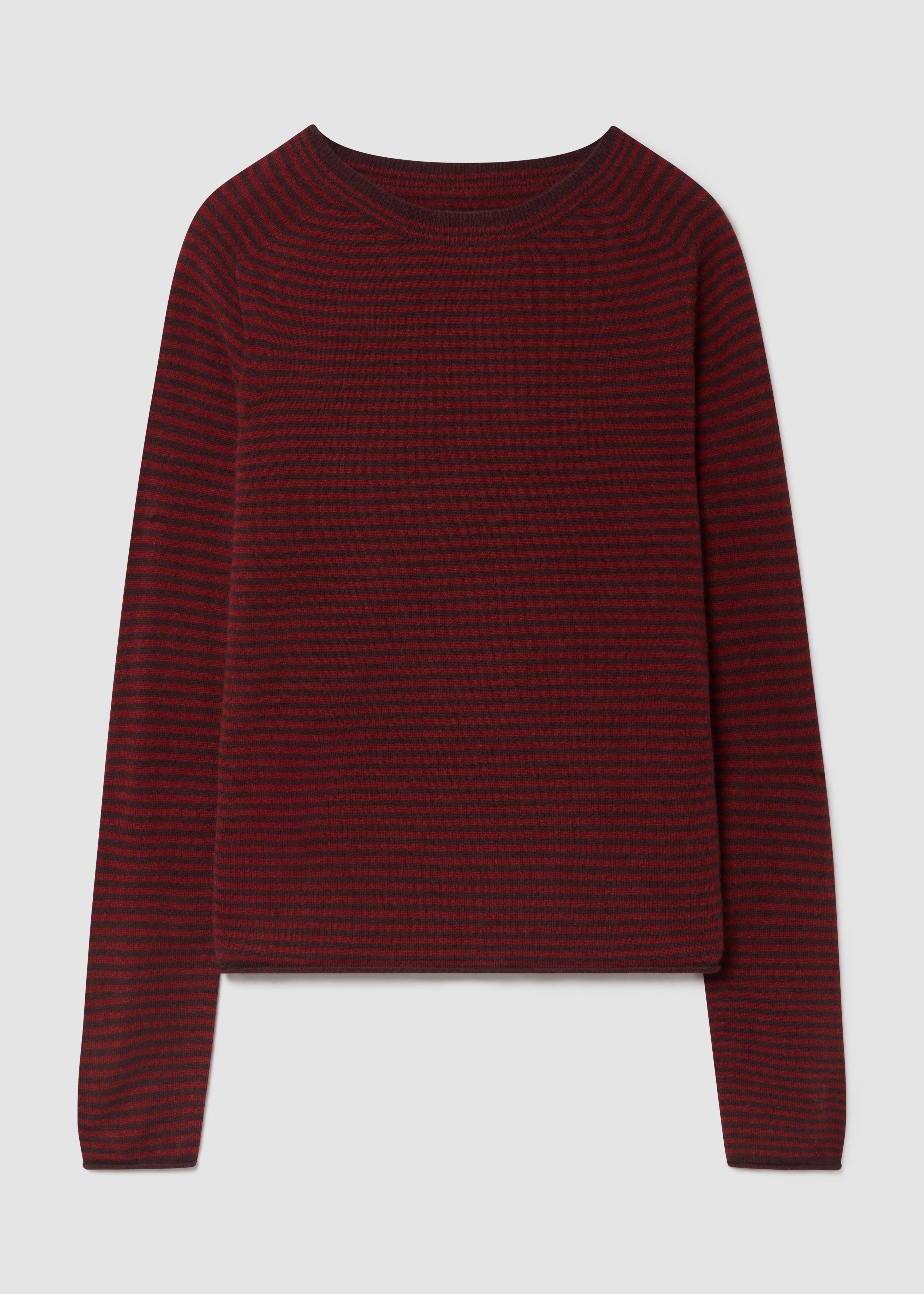 Stripe Wool Cashmere Neat Sweater, Burgundy ~ TOAST