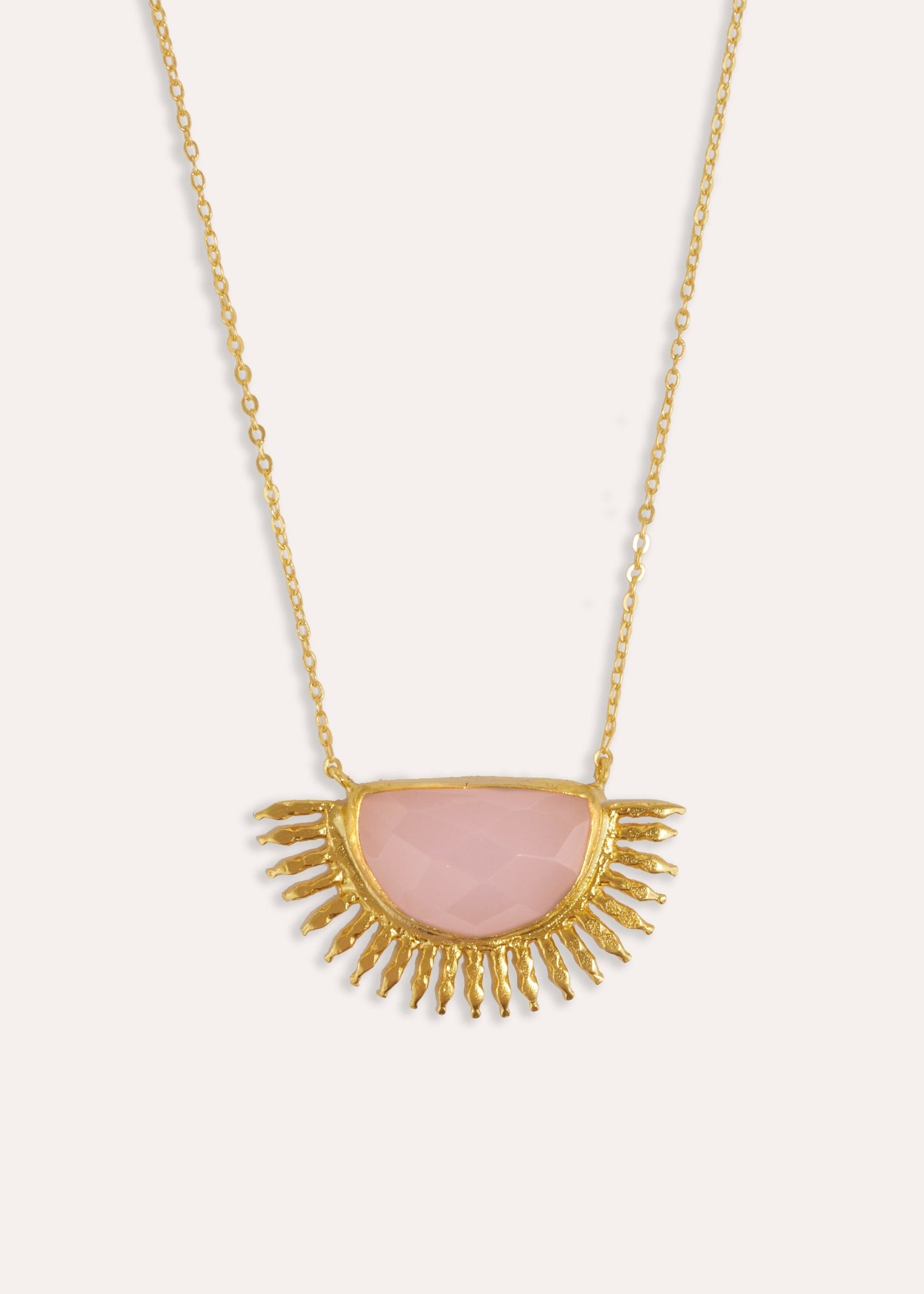 Sunrise Rose Quartz Pendant Necklace ~ Ottoman Hands