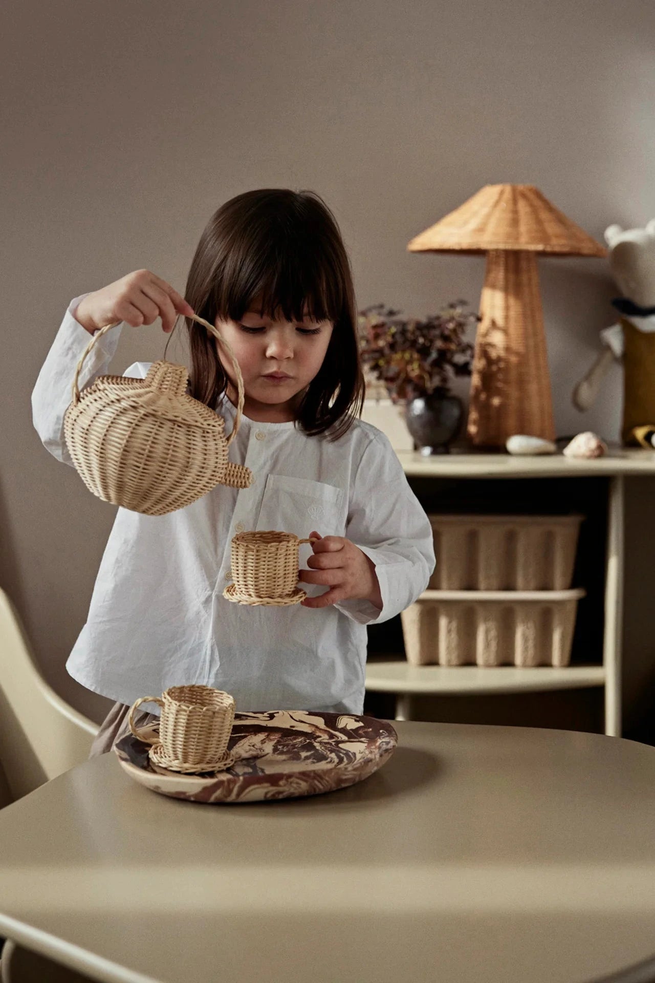 Rattan Tea Set, Natural