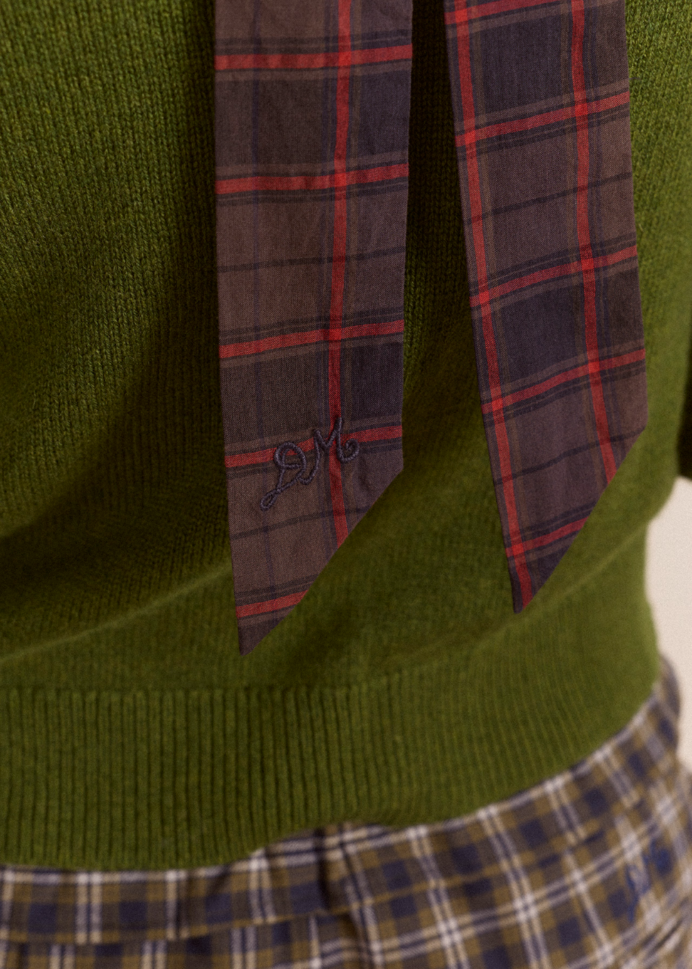 Tie Detail Scrunchie, Sirius Check ~ Damson Madder