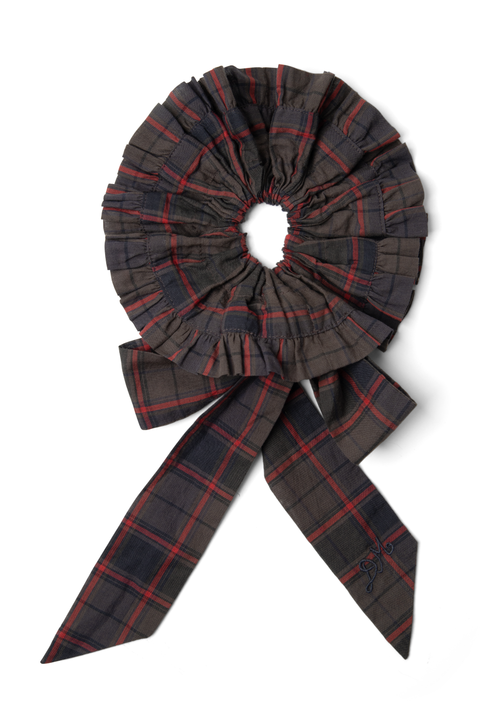 Tie Detail Scrunchie, Sirius Check ~ Damson Madder