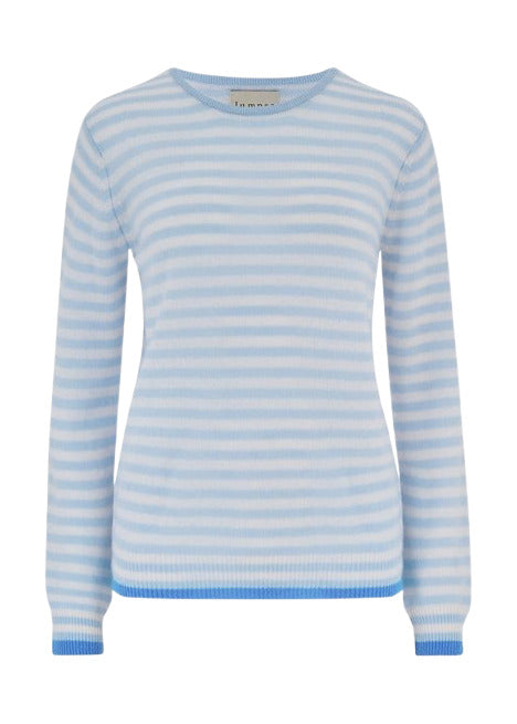 Tipped Little Stripe Crew, Azure - Jumper1234