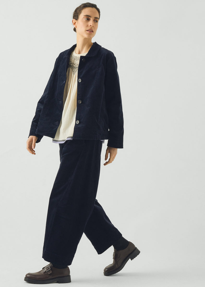 Twisted Seam Cord Trousers, Dark Navy ~ TOAST
