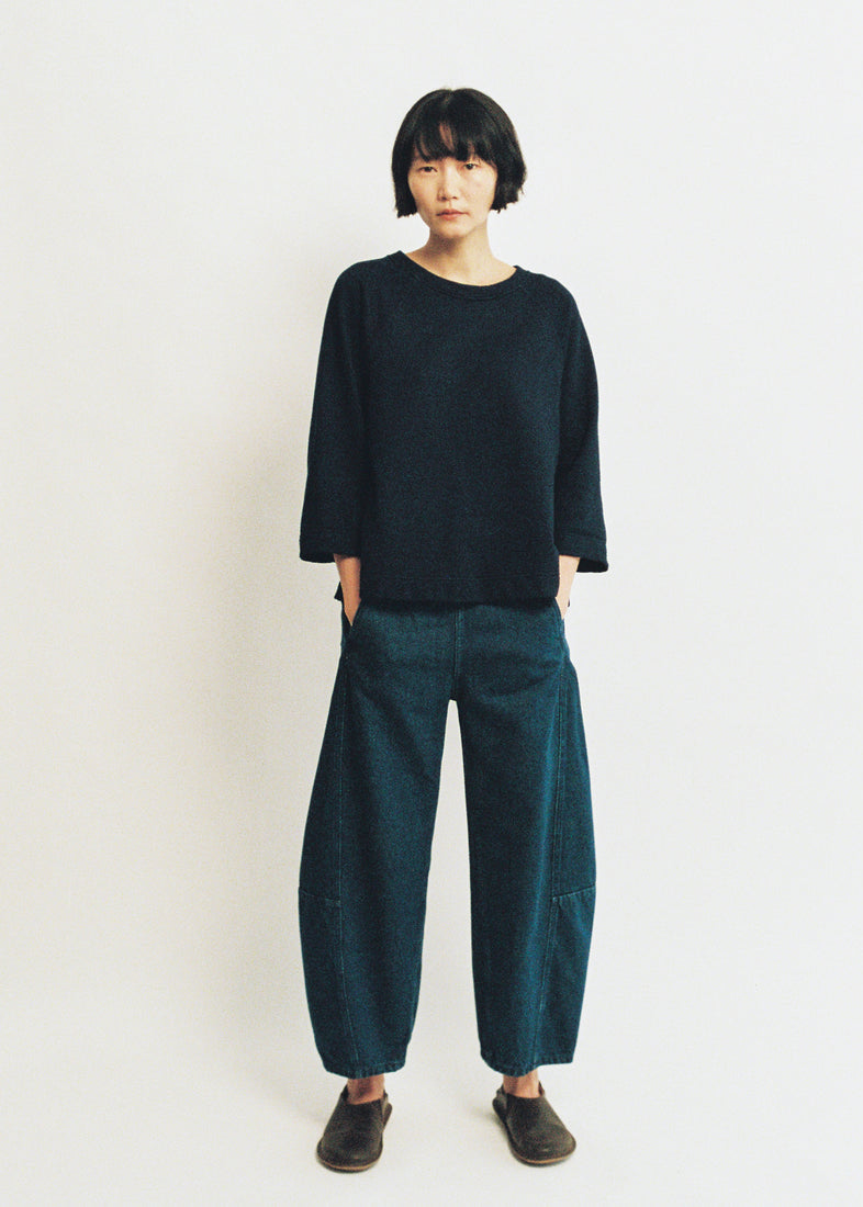 Twisted Seam Cotton Linen Denim Trousers ~ TOAST
