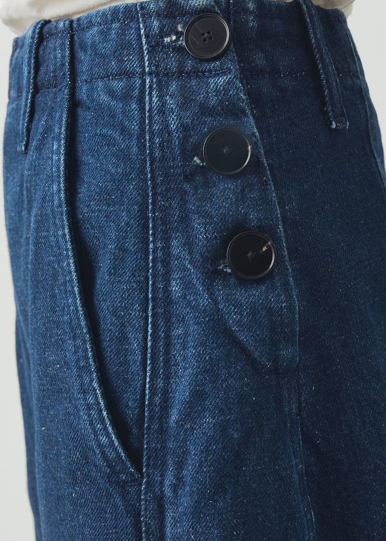 Twisted Seam Cotton Linen Denim Trousers ~ TOAST