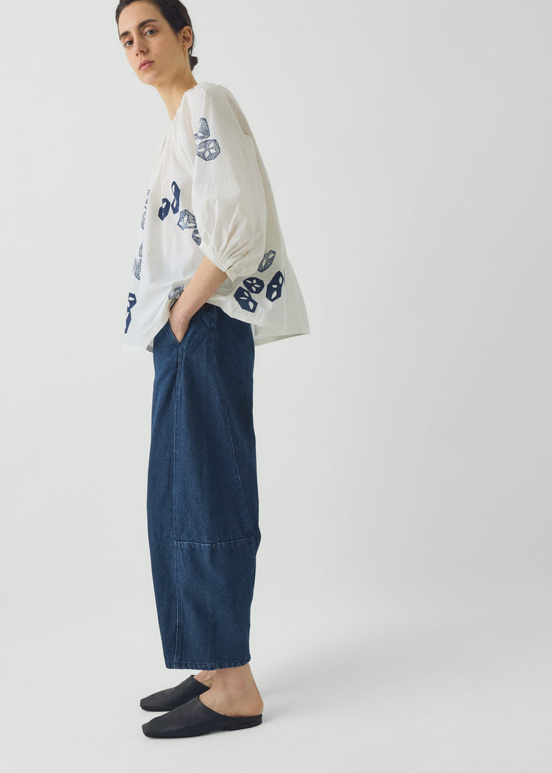 Twisted Seam Cotton Linen Denim Trousers ~ TOAST