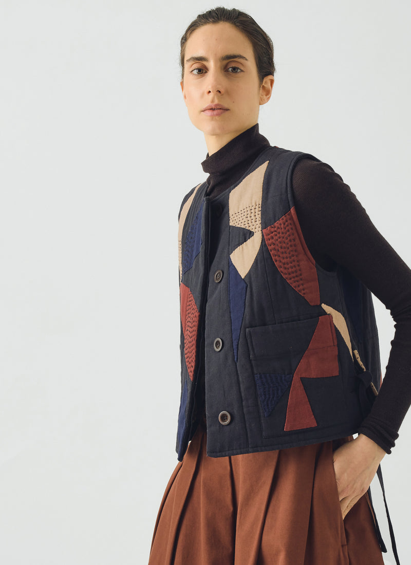 Migration Patchwork Side Tie Vest