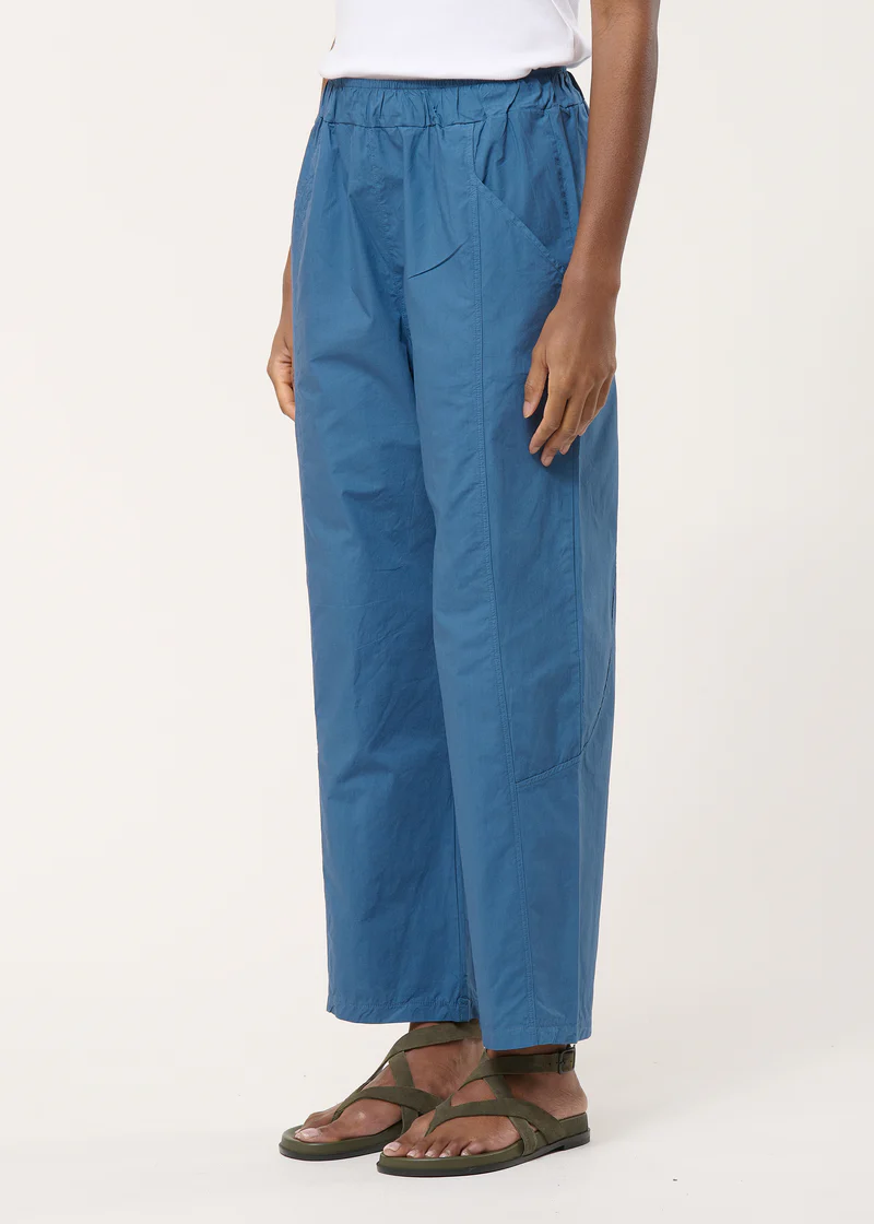 Blue 7/8 Cotton Poplin Pants