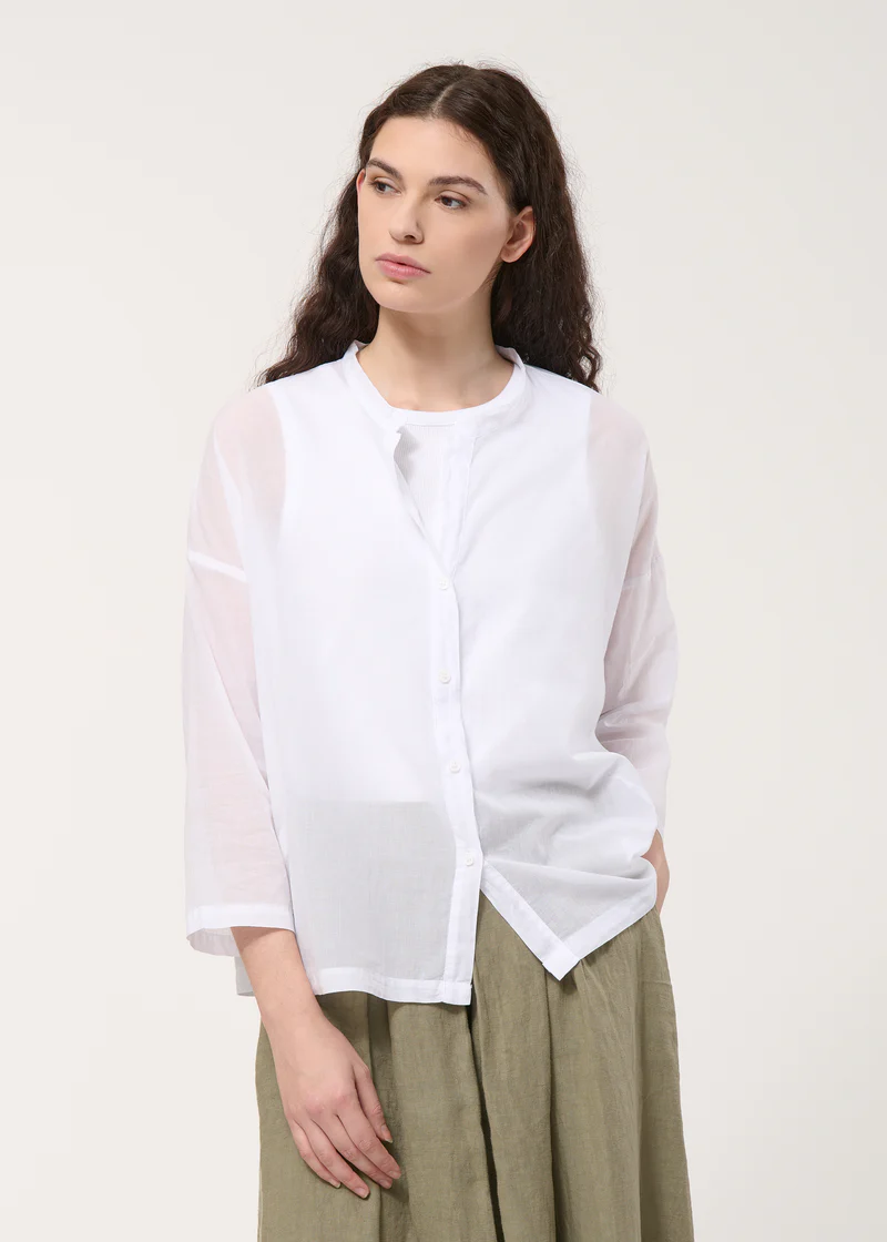 Oversized white shirt in cotton voile