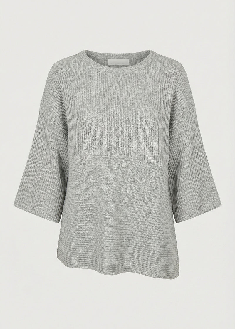 Asymmetric grey knit sweater