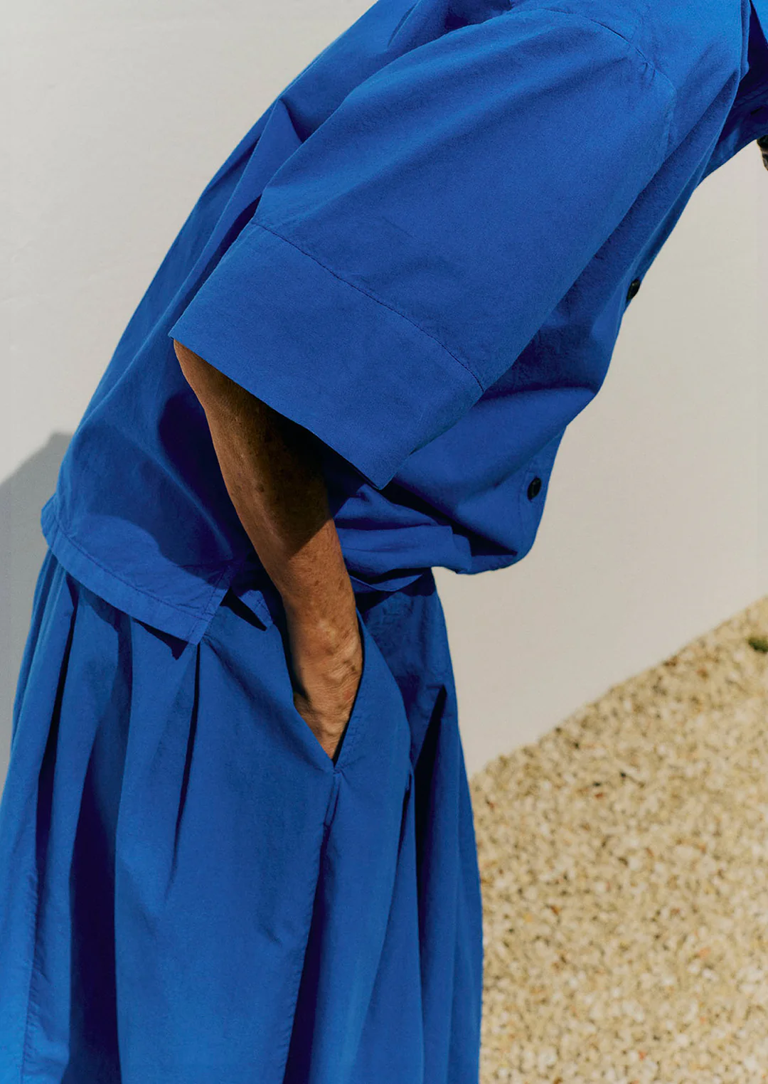 Pleated Cotton Linen Poplin Skirt