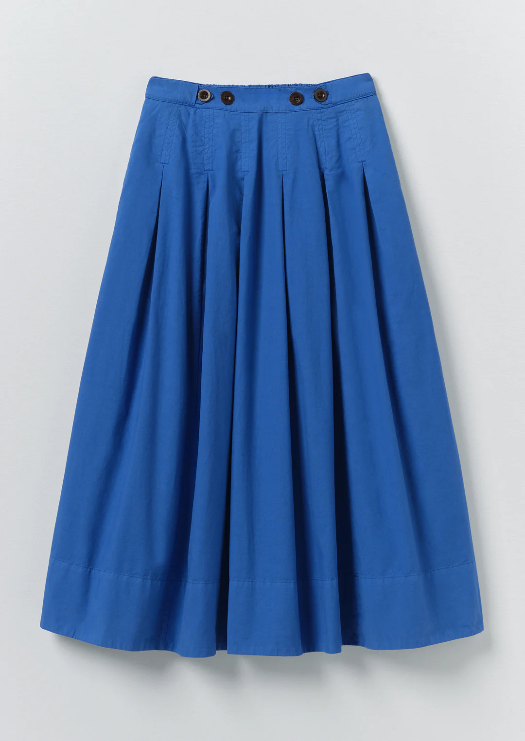 Pleated Cotton Linen Poplin Skirt